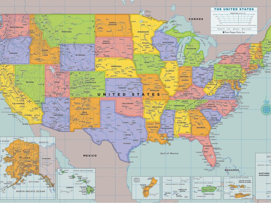 Oversized USA Laminated Wall Map Peter Pauper Press Worksheets Library