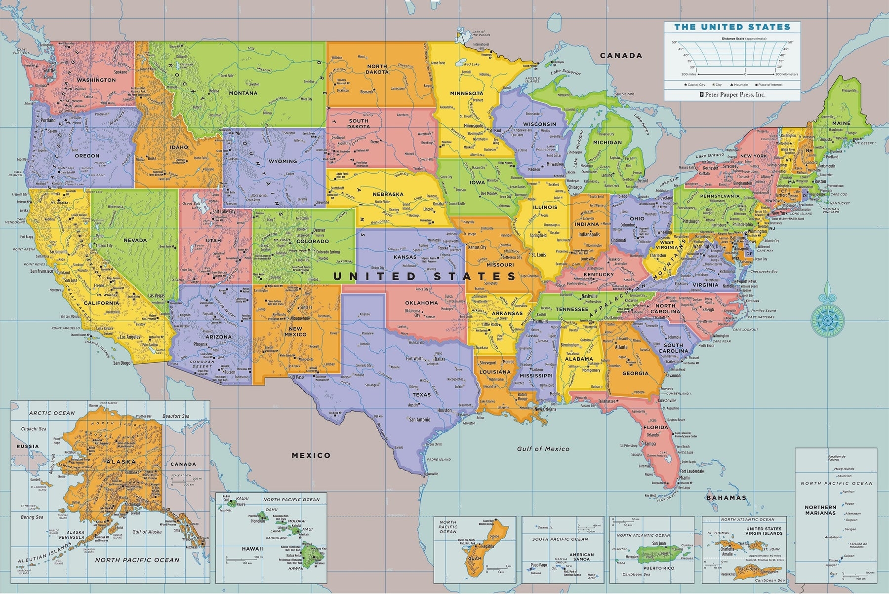 Oversized USA Laminated Wall Map Peter Pauper Press Worksheets Library