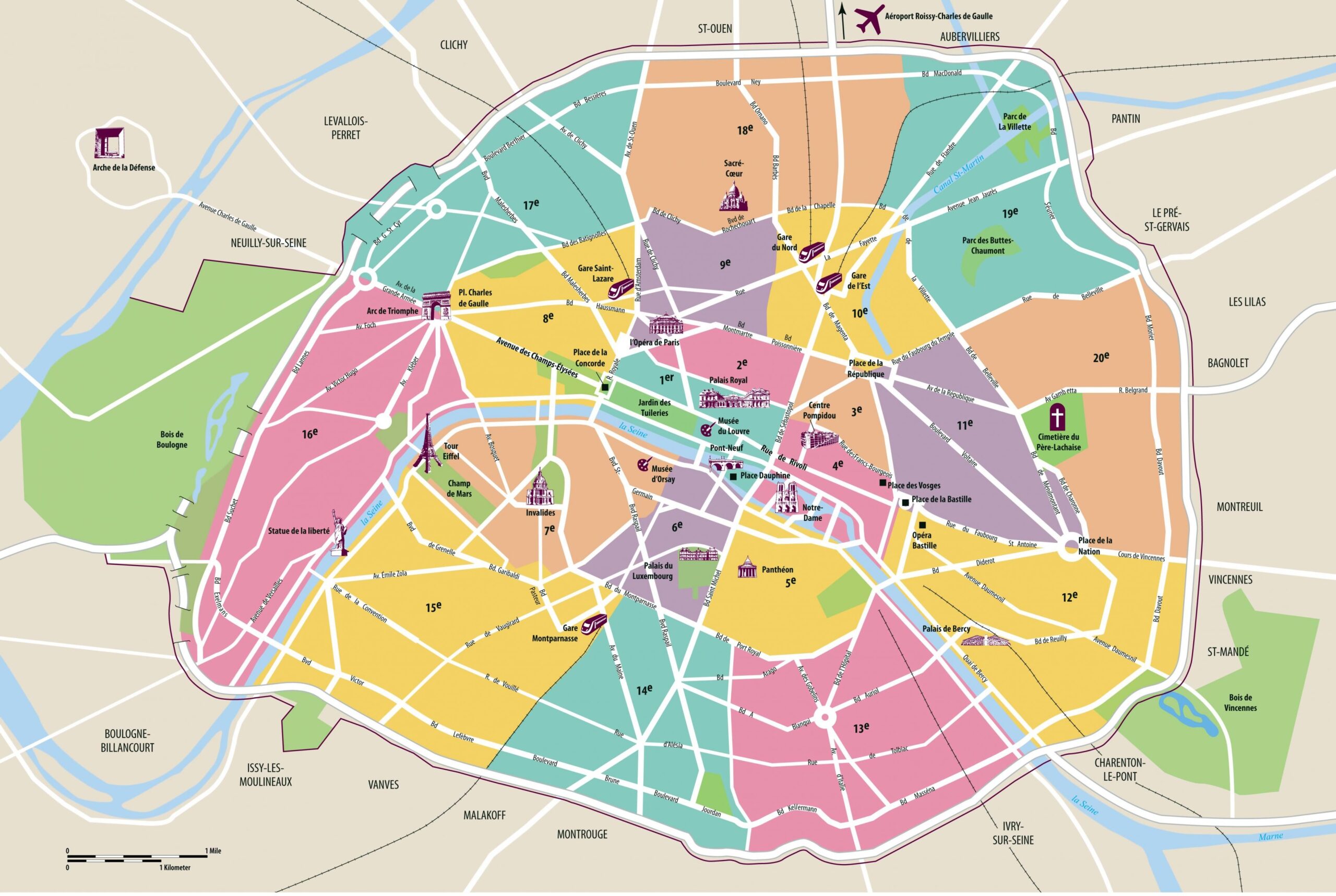 Printable Map Of Central Paris