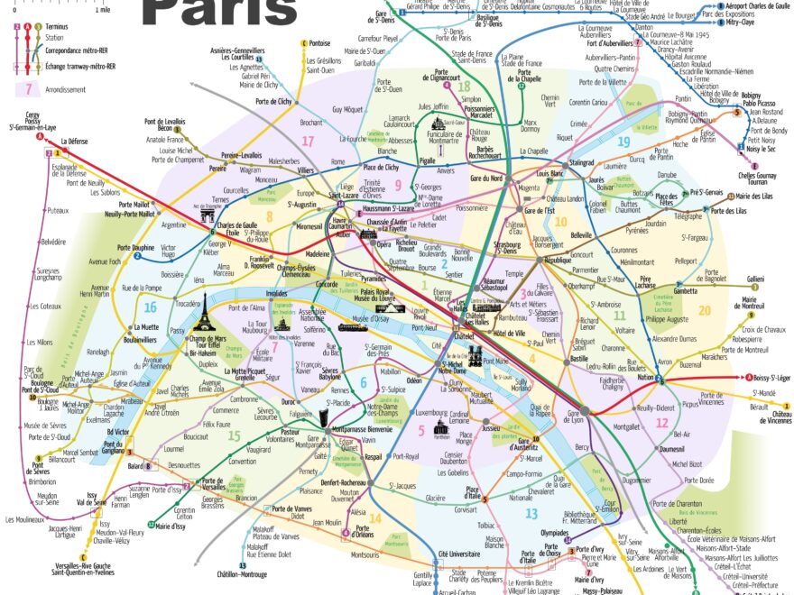 Paris Metro Map With Main Tourist Attractions Ontheworldmap