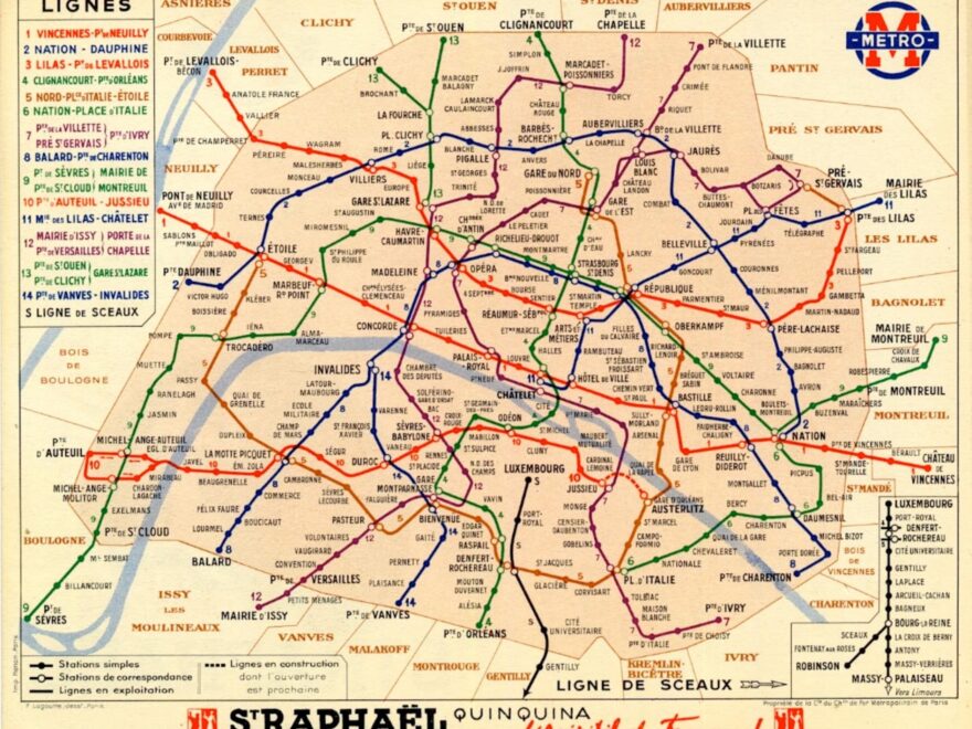 Paris Metro Underground Map Print Poster Etsy