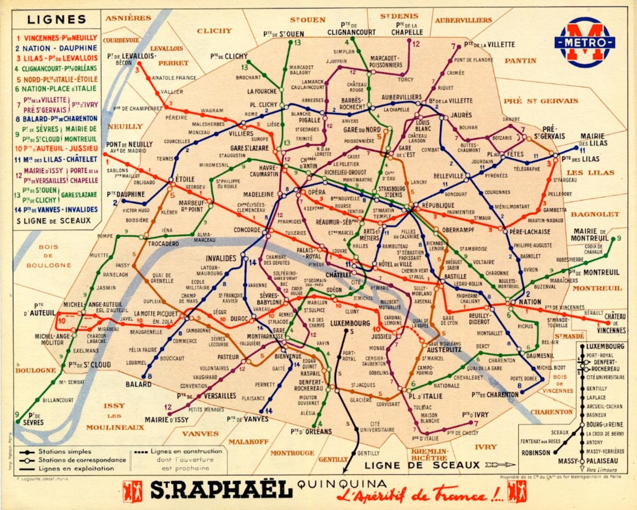 Paris Metro Underground Map Print Poster Etsy
