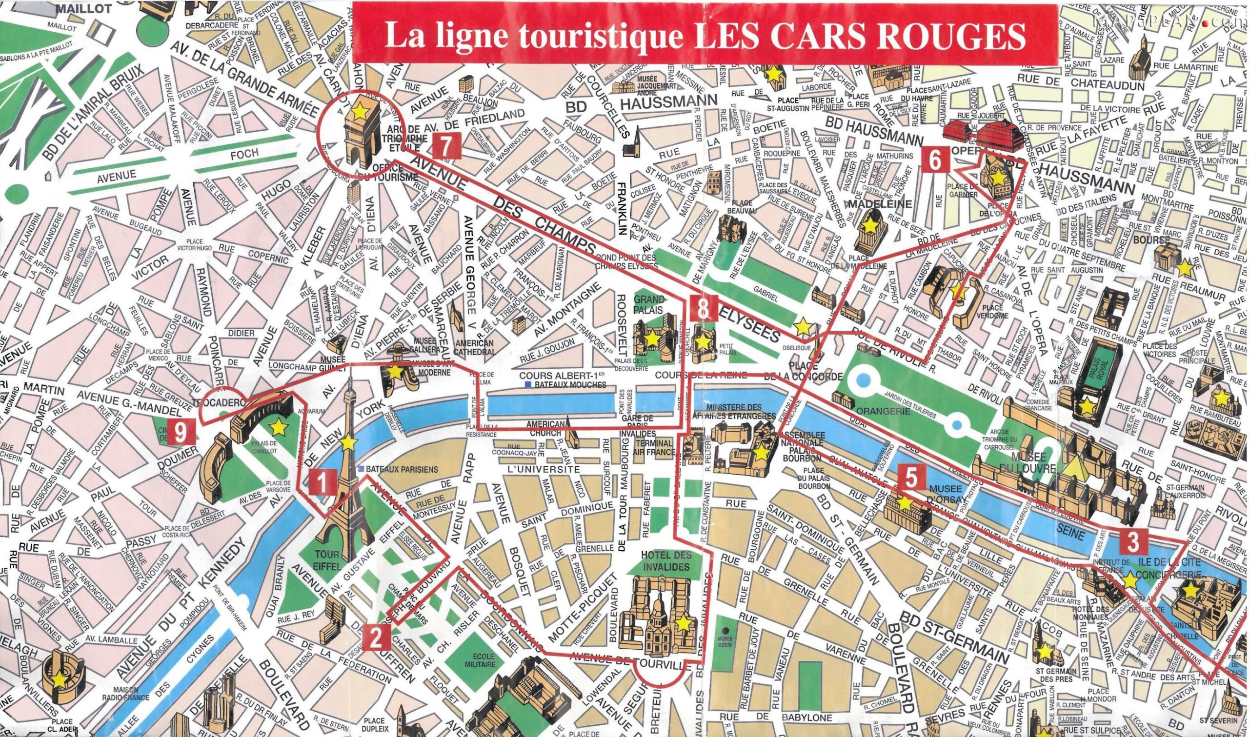 Free Printable Paris Tourist Map
