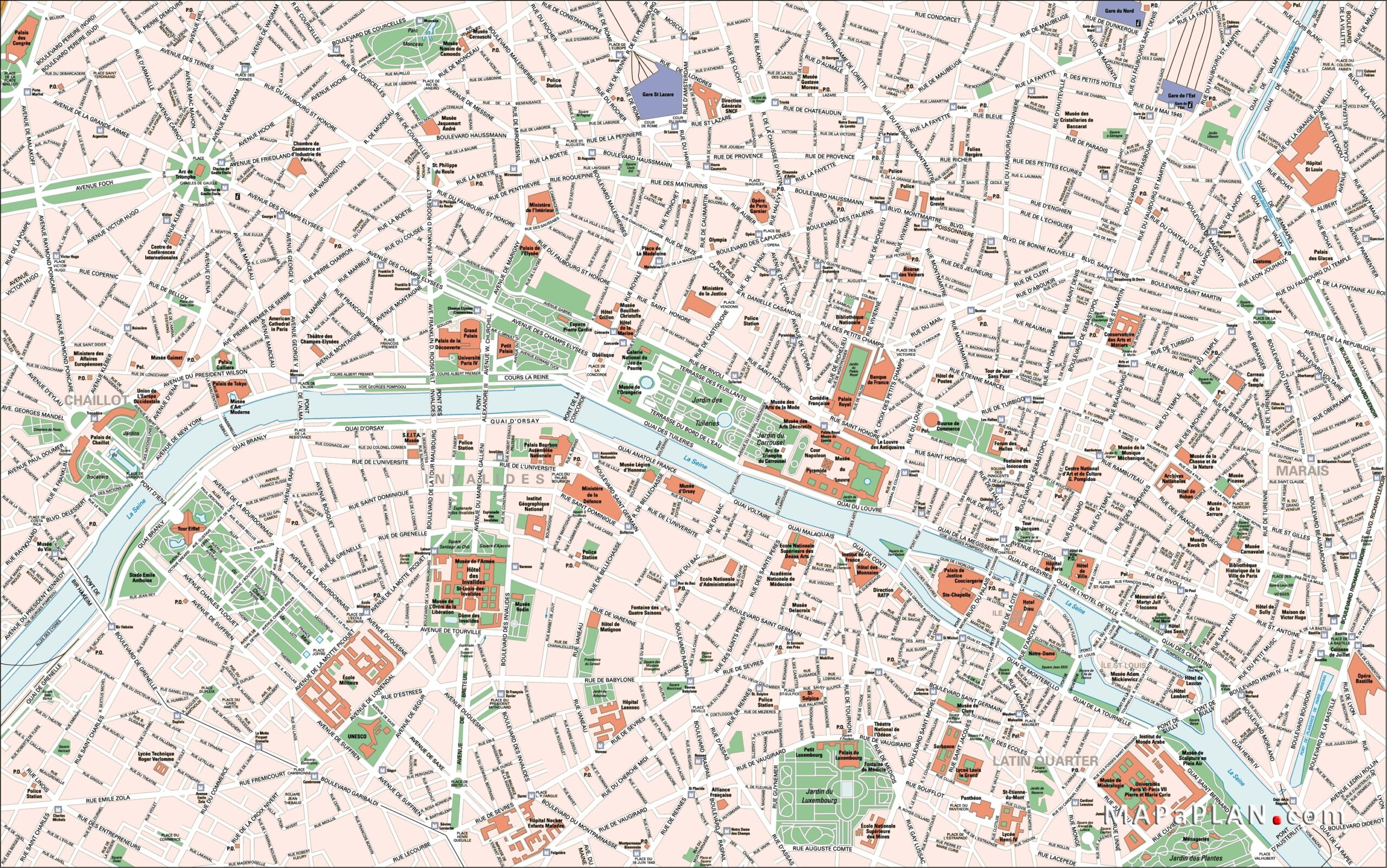 Paris Top Tourist Attractions Map Great Things To Do