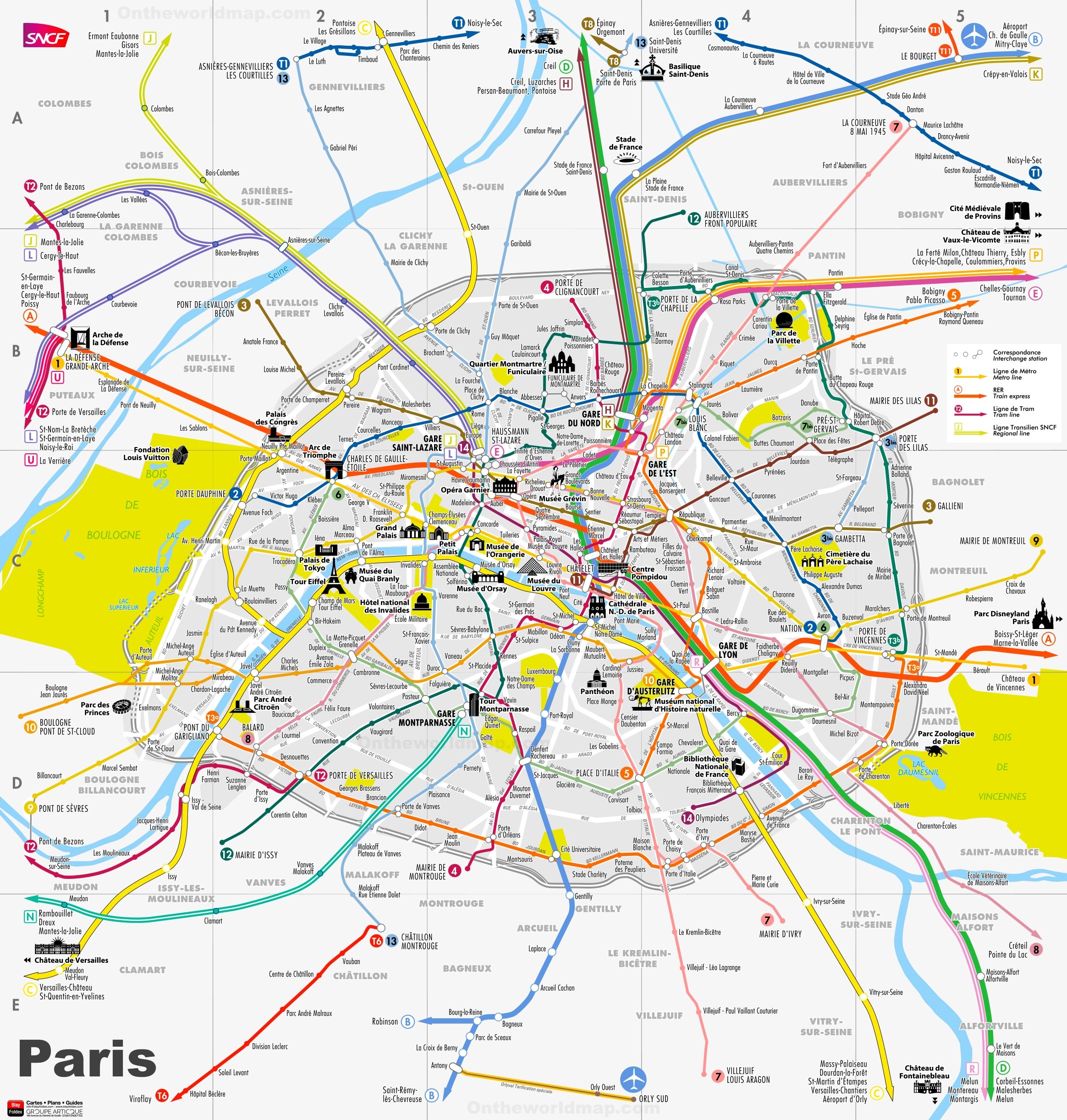 Paris Tourist Attractions Map Ontheworldmap