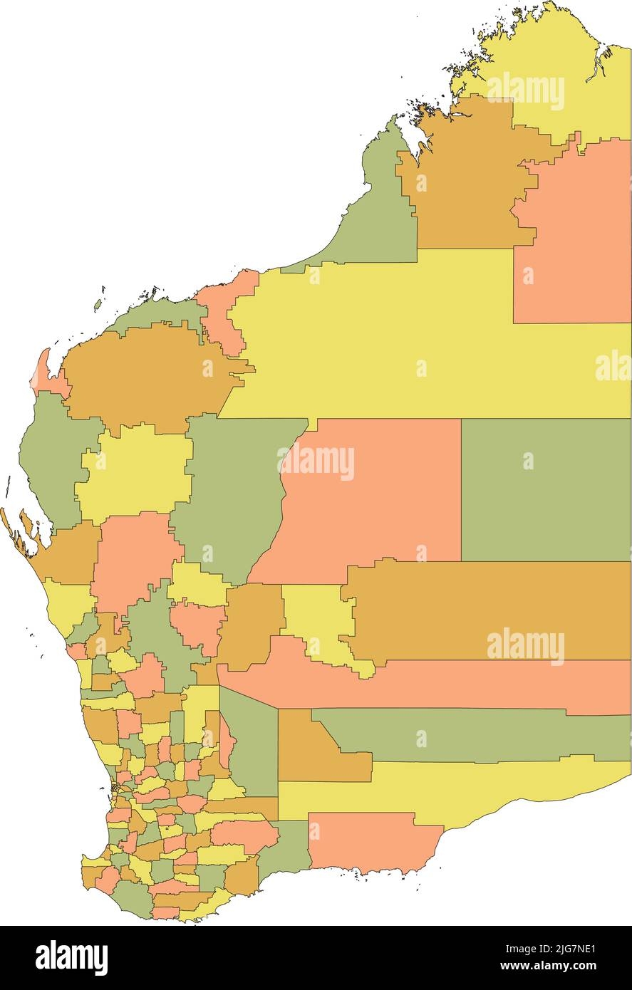 Pastel Map Of Local Government Areas Of WESTERN AUSTRALIA Stock Vector Image Art Alamy