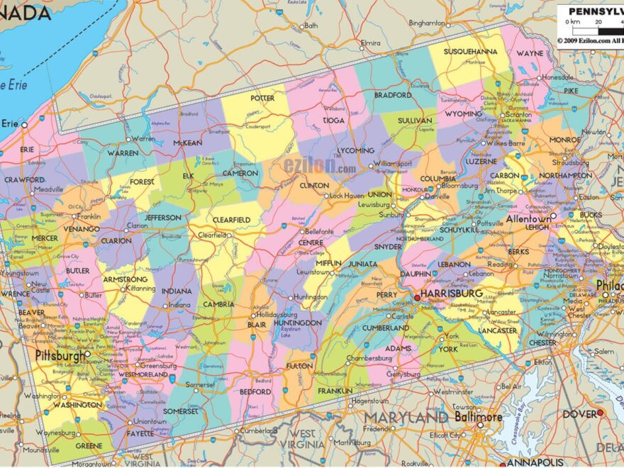 Pennsylvania Map And Pennsylvania Satellite Images