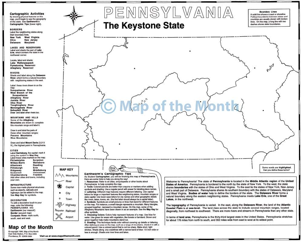 Pennsylvania Map Outline Printable