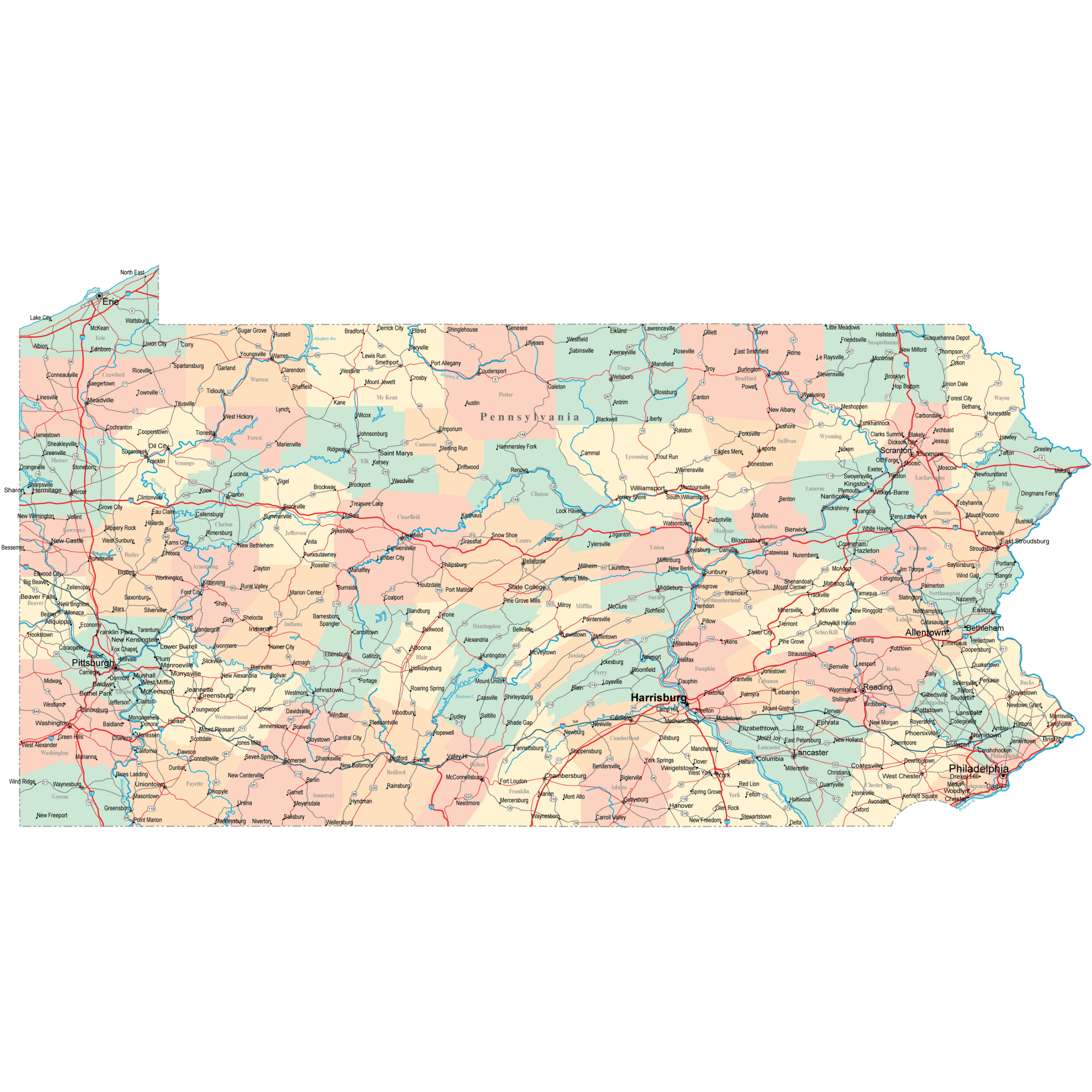 Pa County Map Printable Free