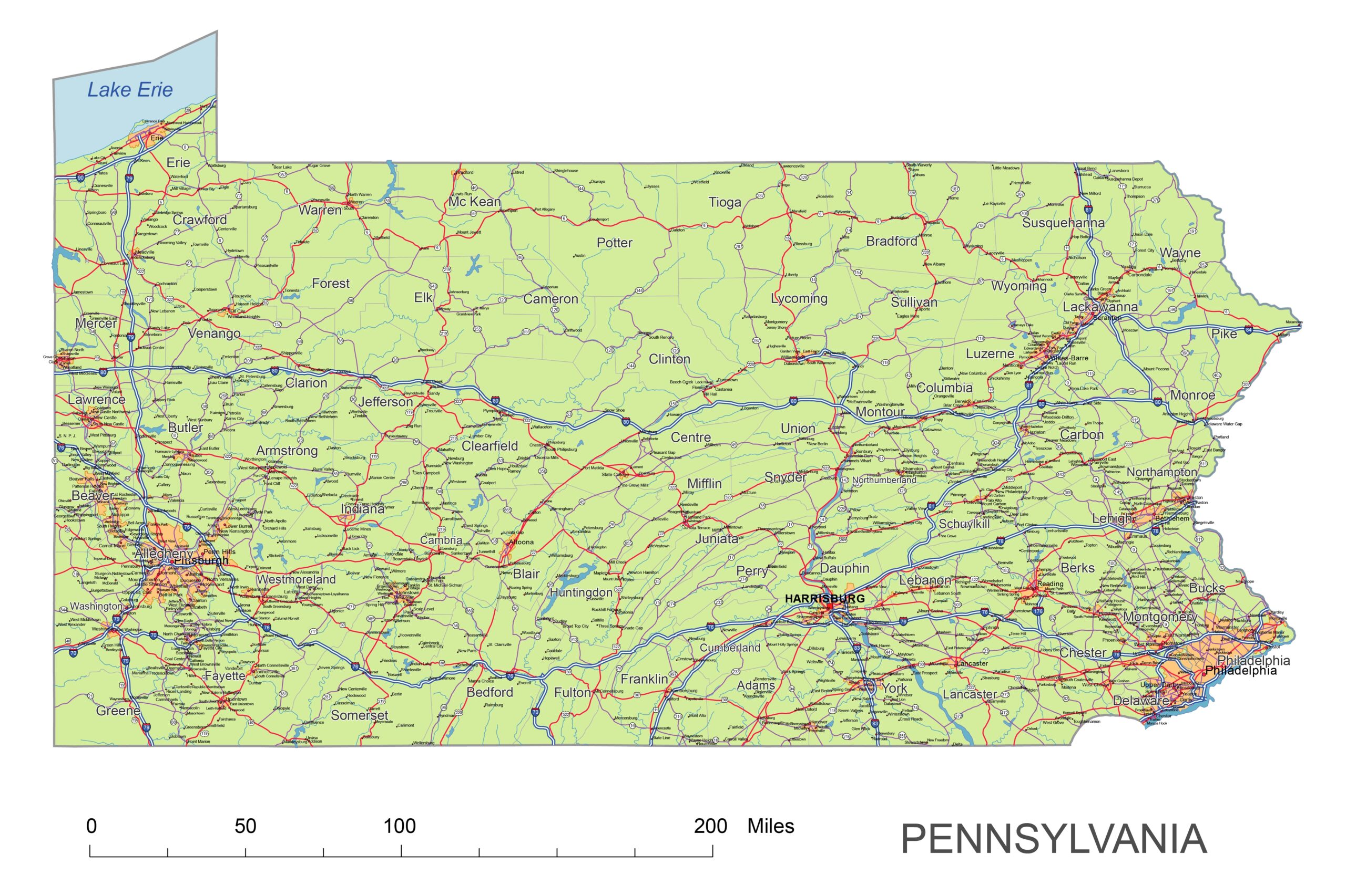 Free Printable Map Of Pennsylvania