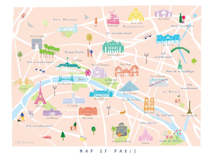 Personalised Map Of Paris Illustrated Art Print Add Your Own Treasured Memory Etsy