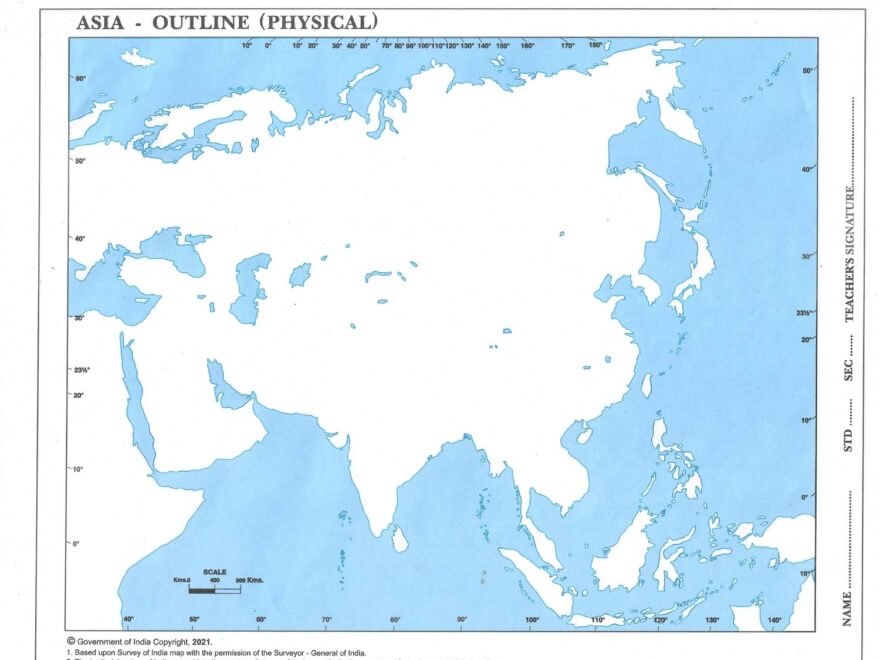 Physical Map Of Asia StationeryDukan