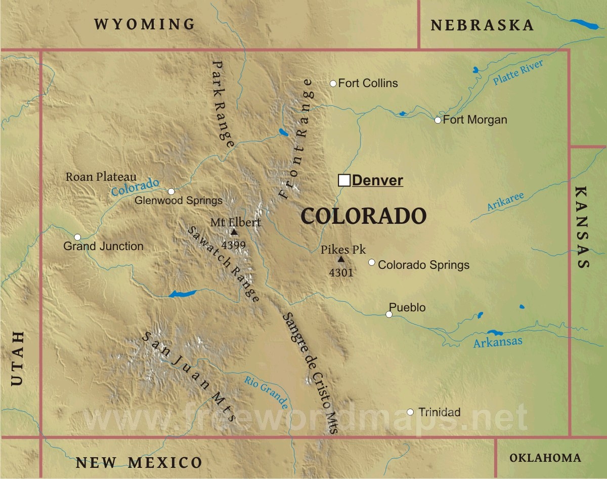 Physical Map Of Colorado