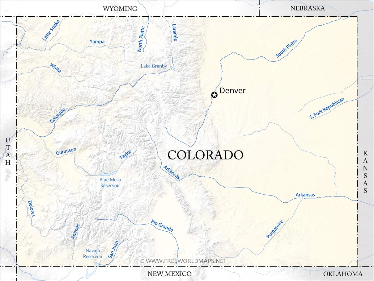 Physical Map Of Colorado Printable