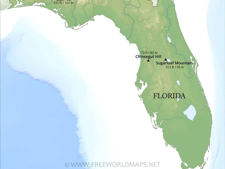 Physical Map Of Florida