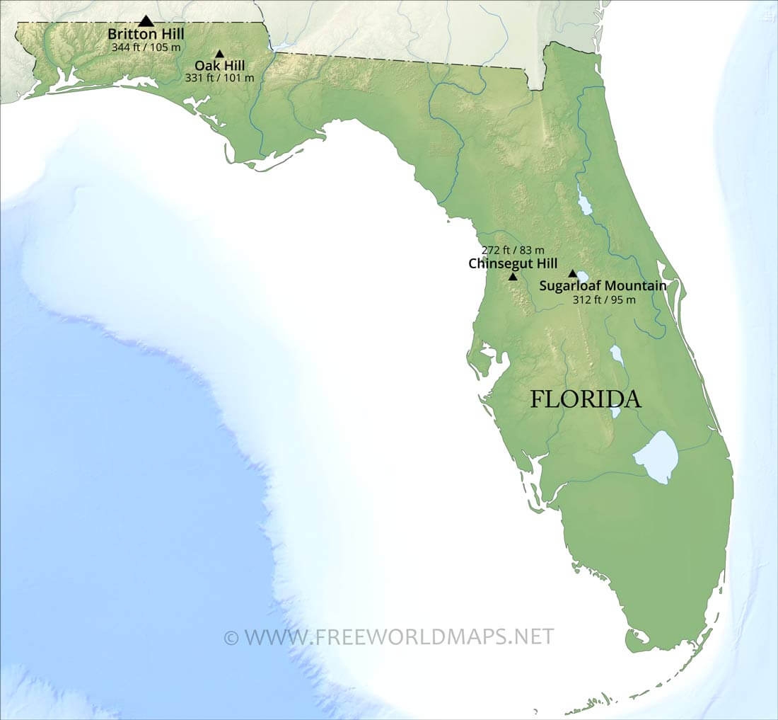 Physical Map Of Florida