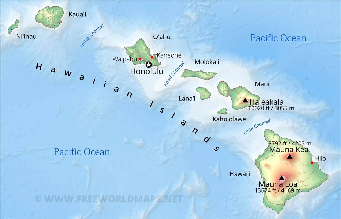 Physical Map Of Hawaii
