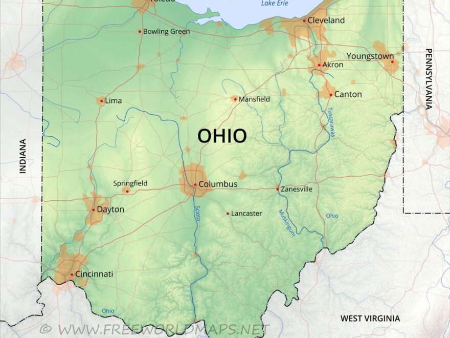 Physical Map Of Ohio