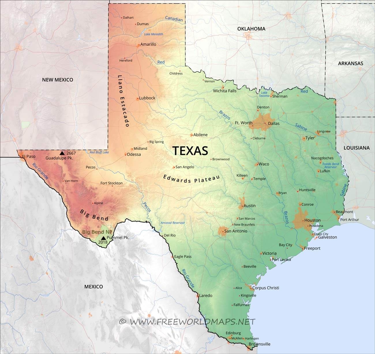Texas Regions Map Printable