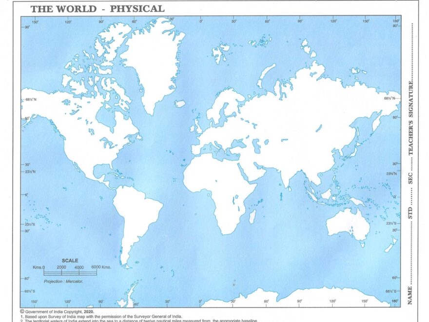 Physical Map Of The World StationeryDukan