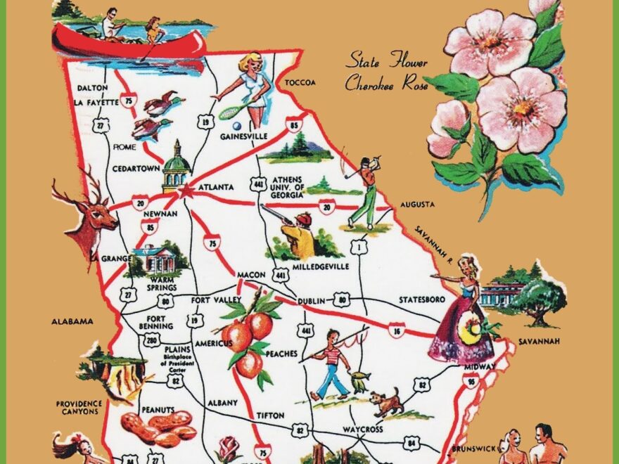 Pictorial Travel Map Of Georgia Ontheworldmap