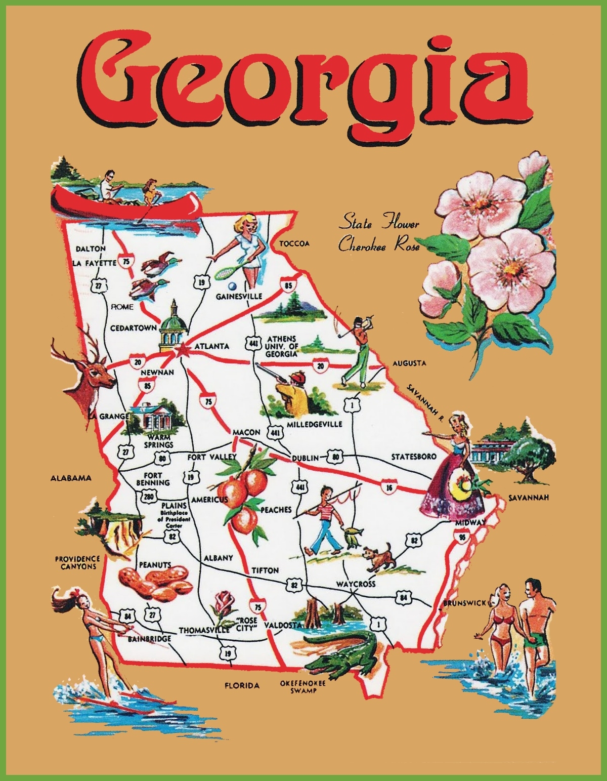 Pictorial Travel Map Of Georgia Ontheworldmap