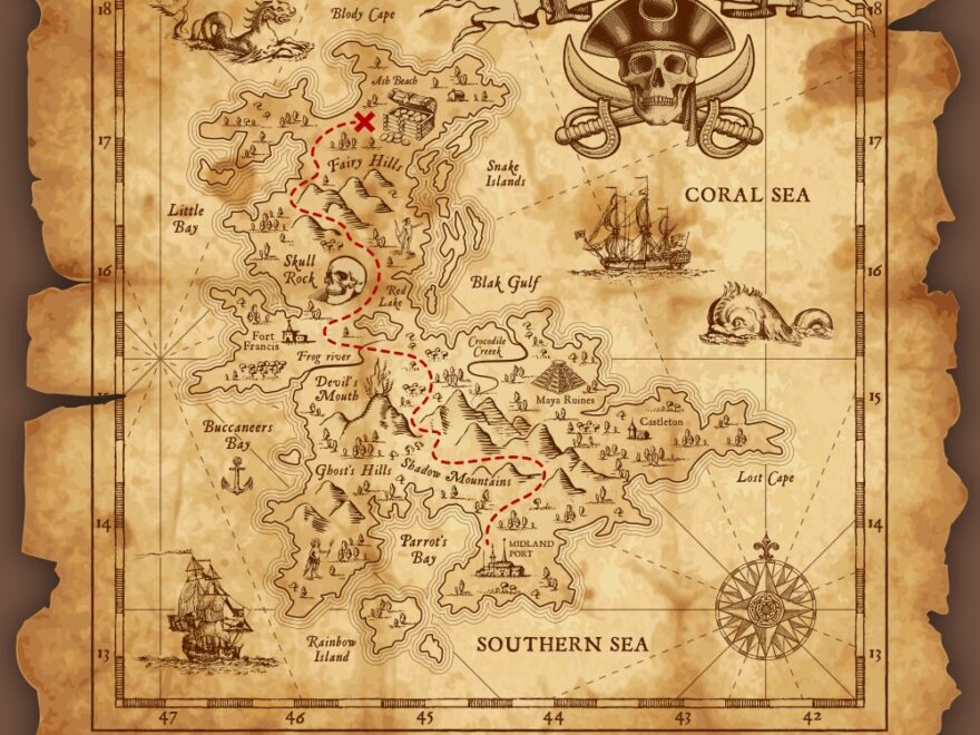 Pirate Treasure Map Royalty Free Vector Image VectorStock