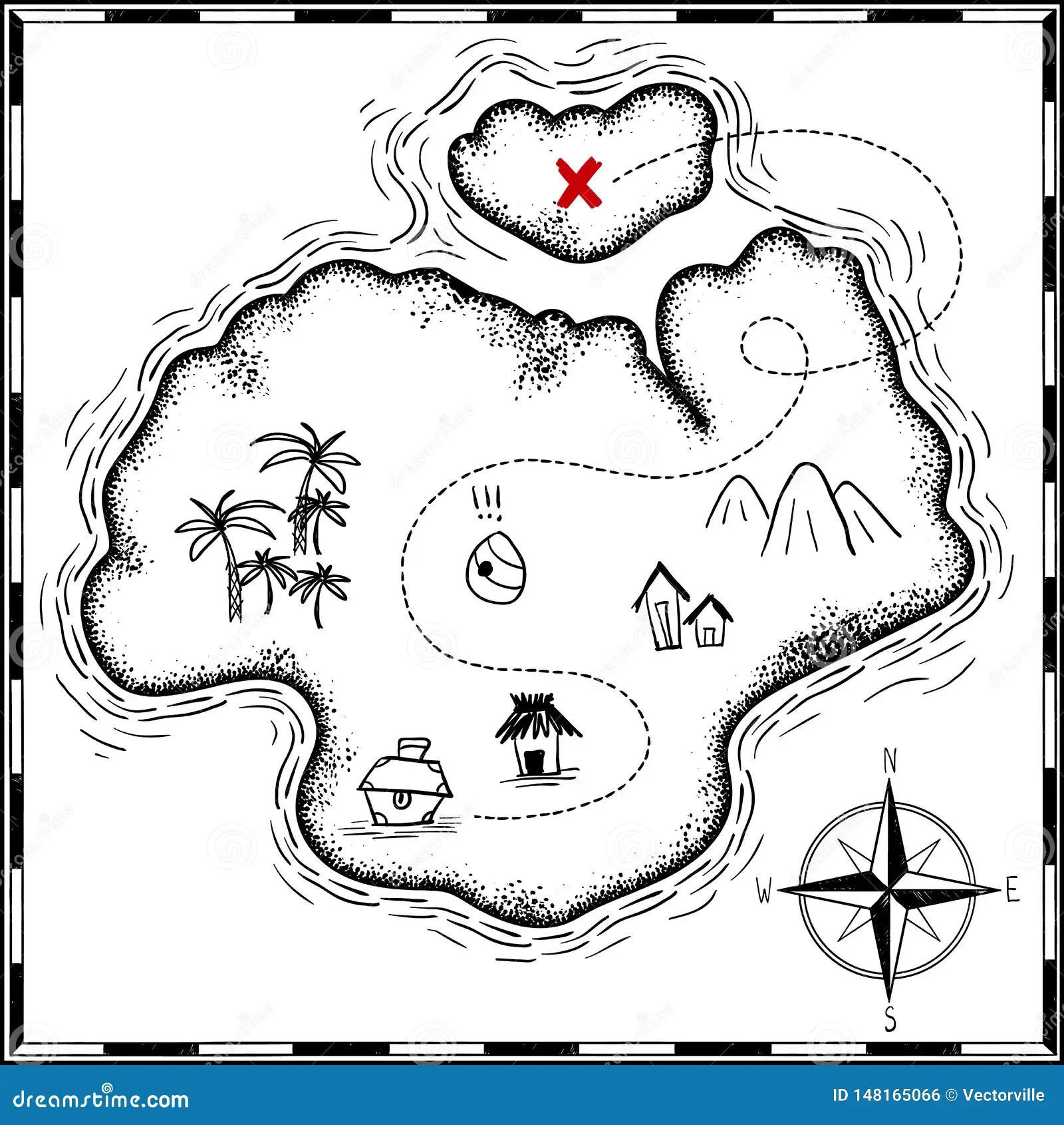 Pirate Map Black And White Printable