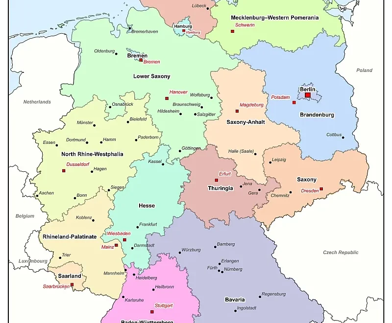 Political Germany Map Map Of Germany With Cities PDF