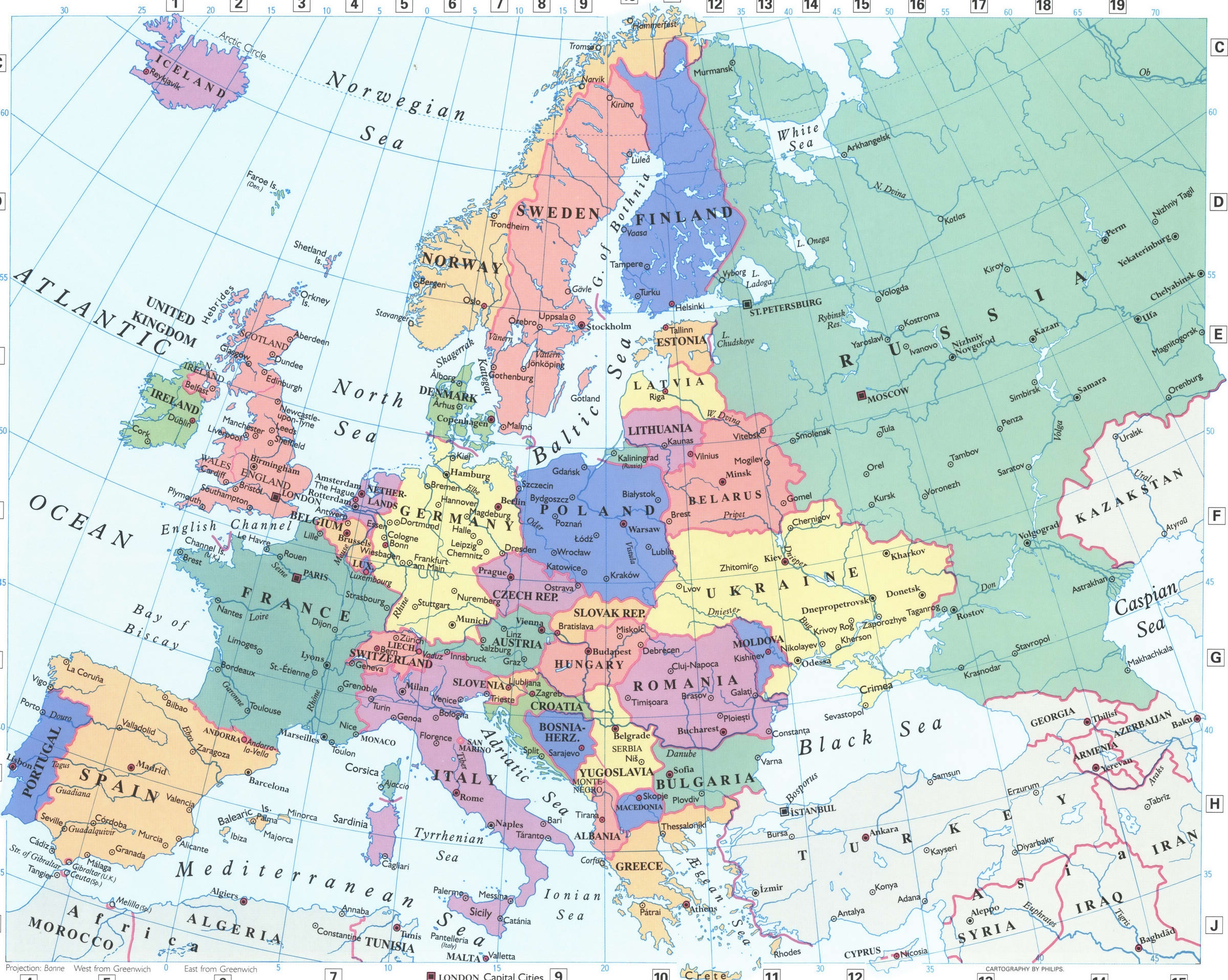 Political Map Europe Printable Political Map Of Europe With Countries And Cities