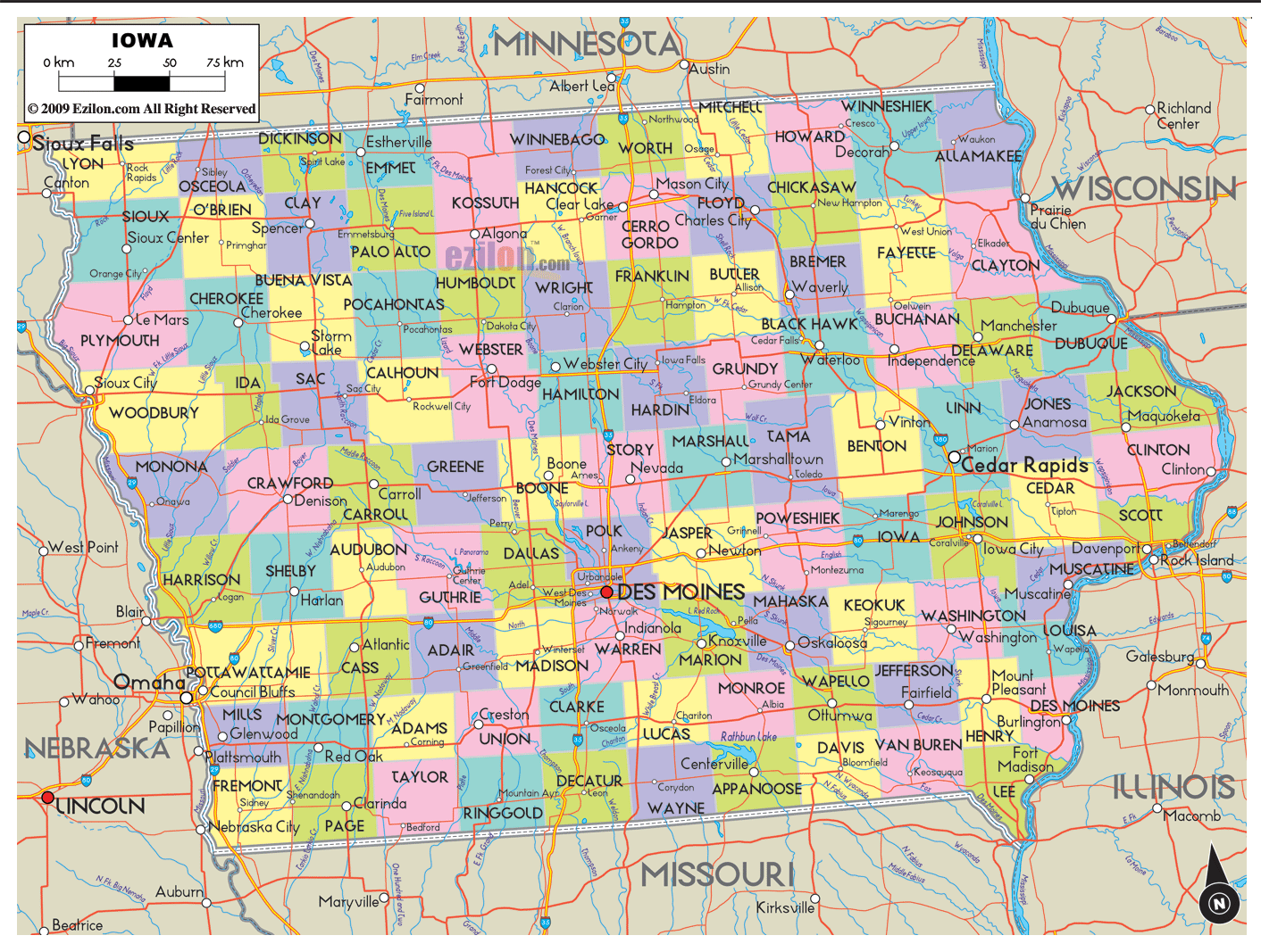 Printable Map Of Nothern Iowa