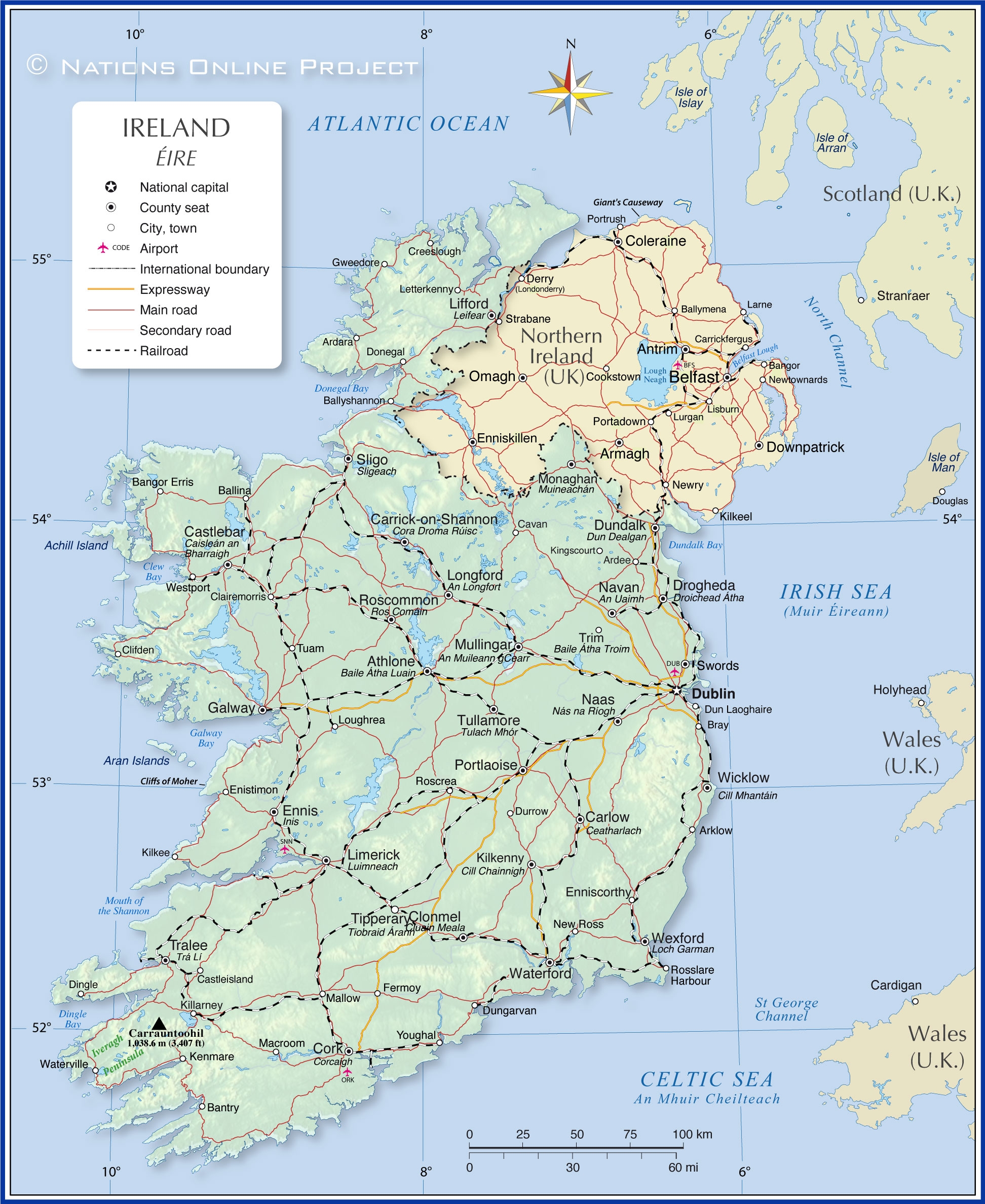 Free Printable Ireland Border Map