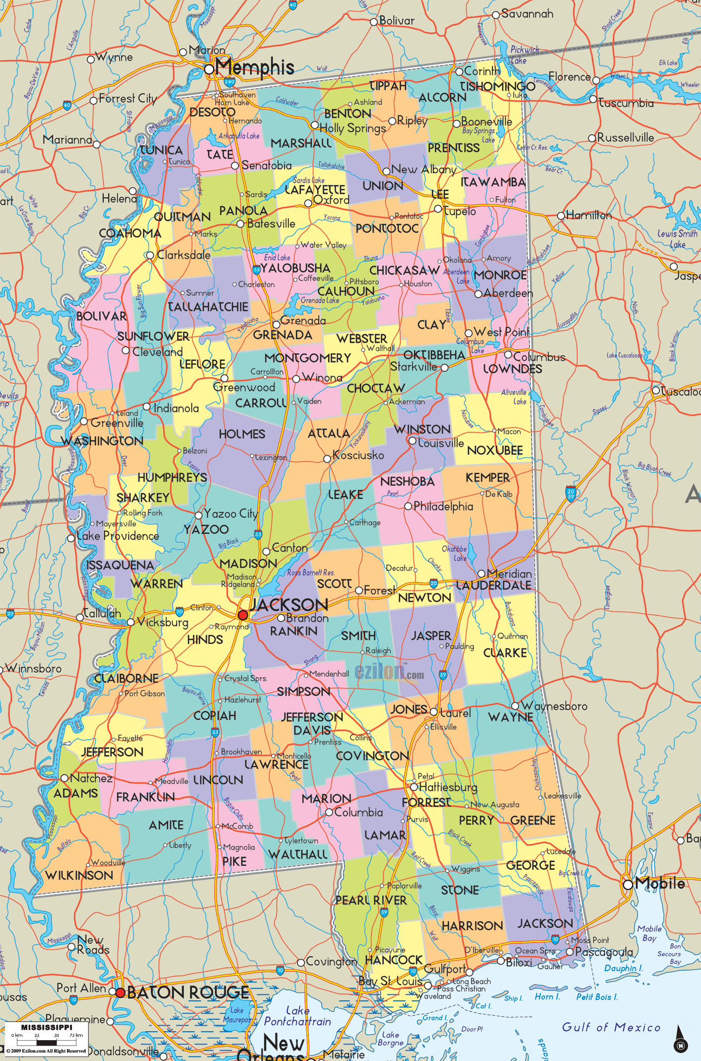 Political Map Of Mississippi State Printable Collection Thong Thai Real