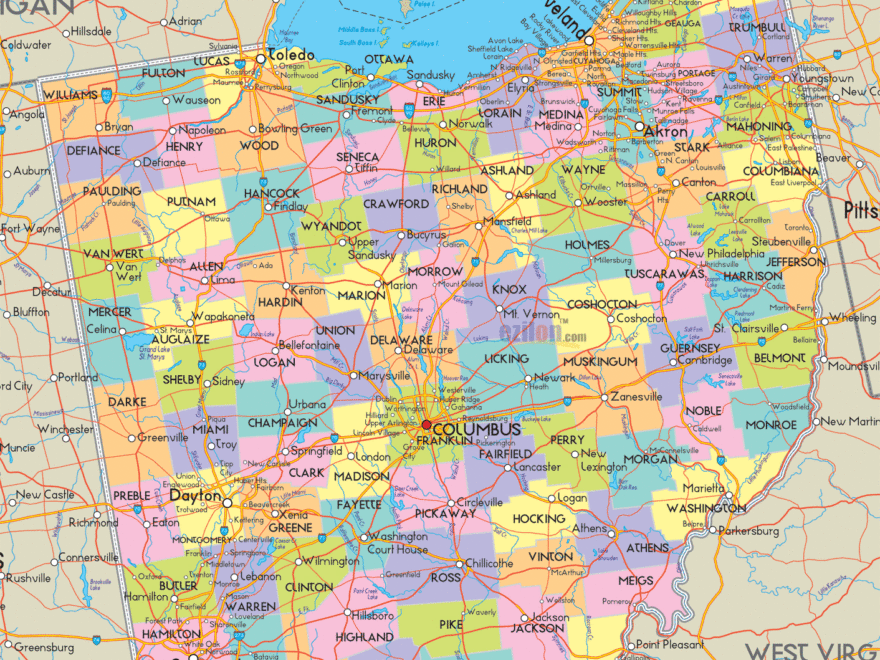 Political Map Of Ohio State Printable Collection Thong Thai Real