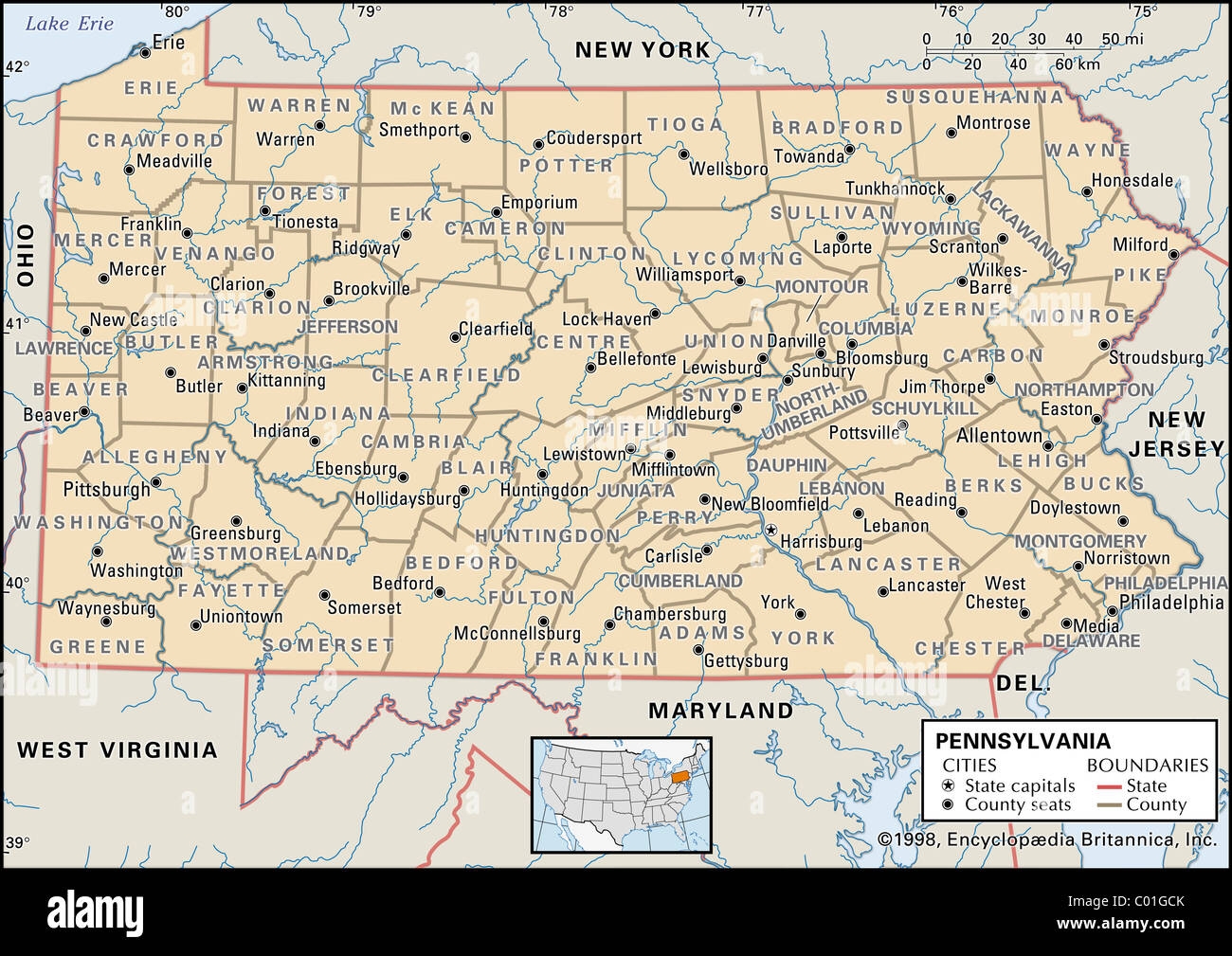 Free Printable Pennsylvania Map