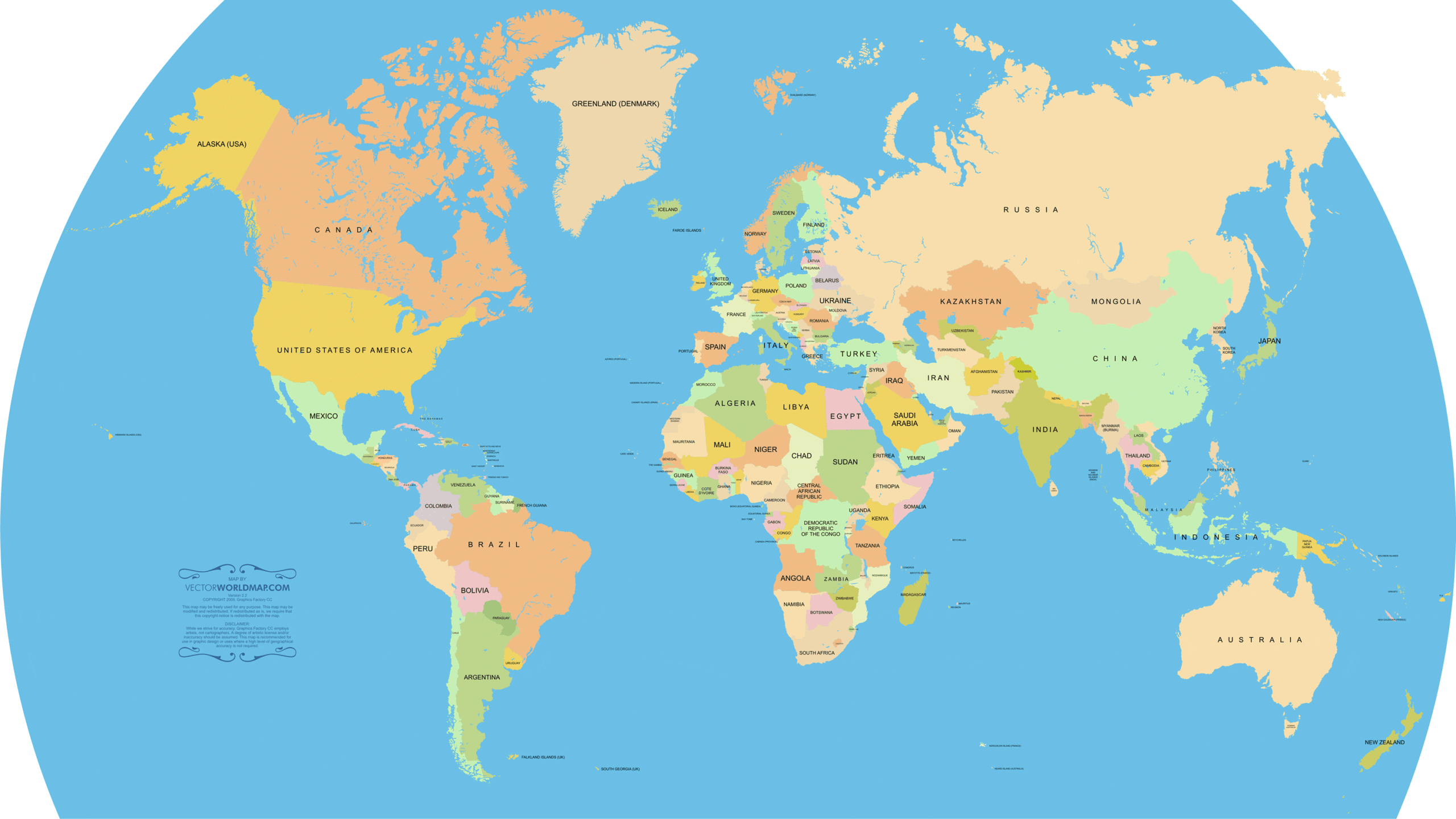 Printable World Map With Continents Labeled
