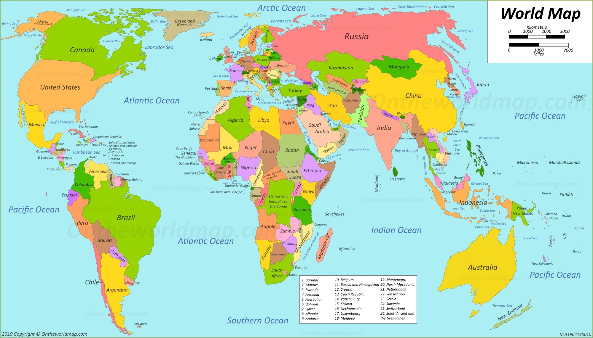 Political Map Of The World With Countries Ontheworldmap