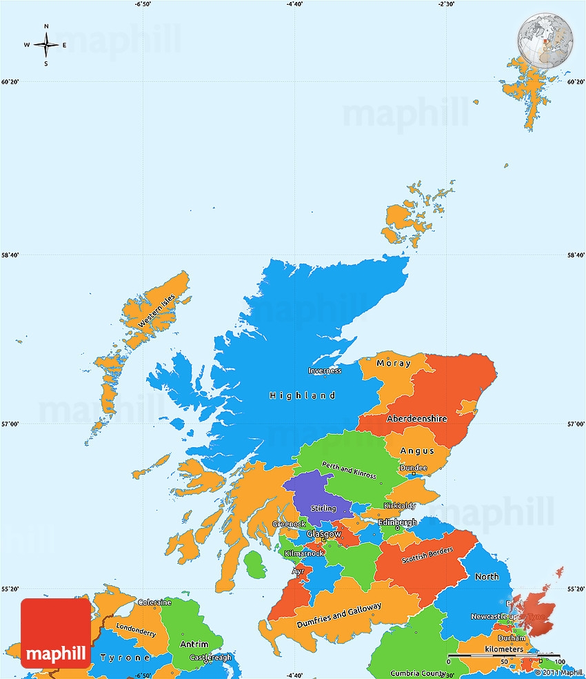 Political Simple Map Of Scotland