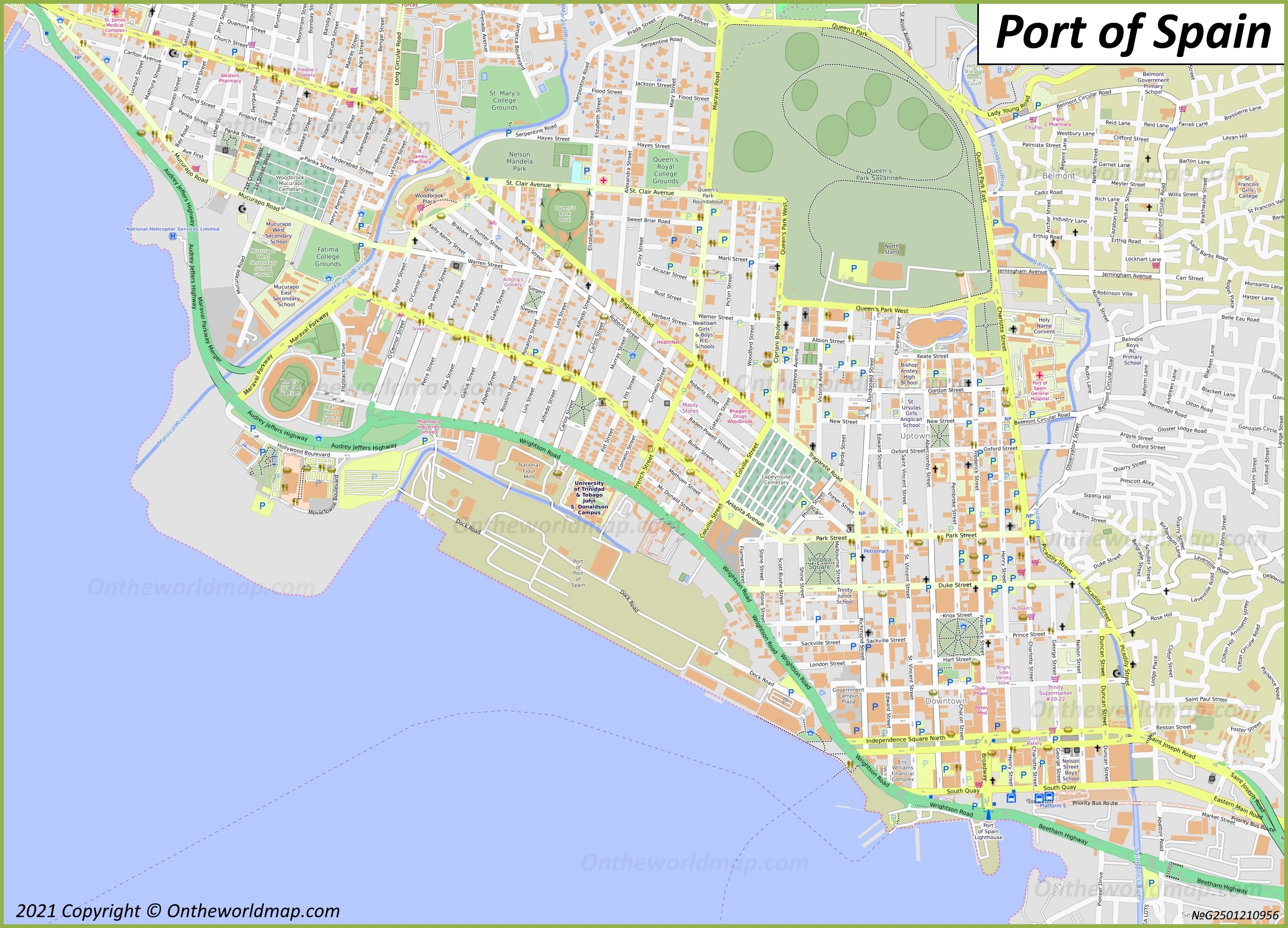 Port Of Spain Map Trinidad And Tobago Maps Of Port Of Spain