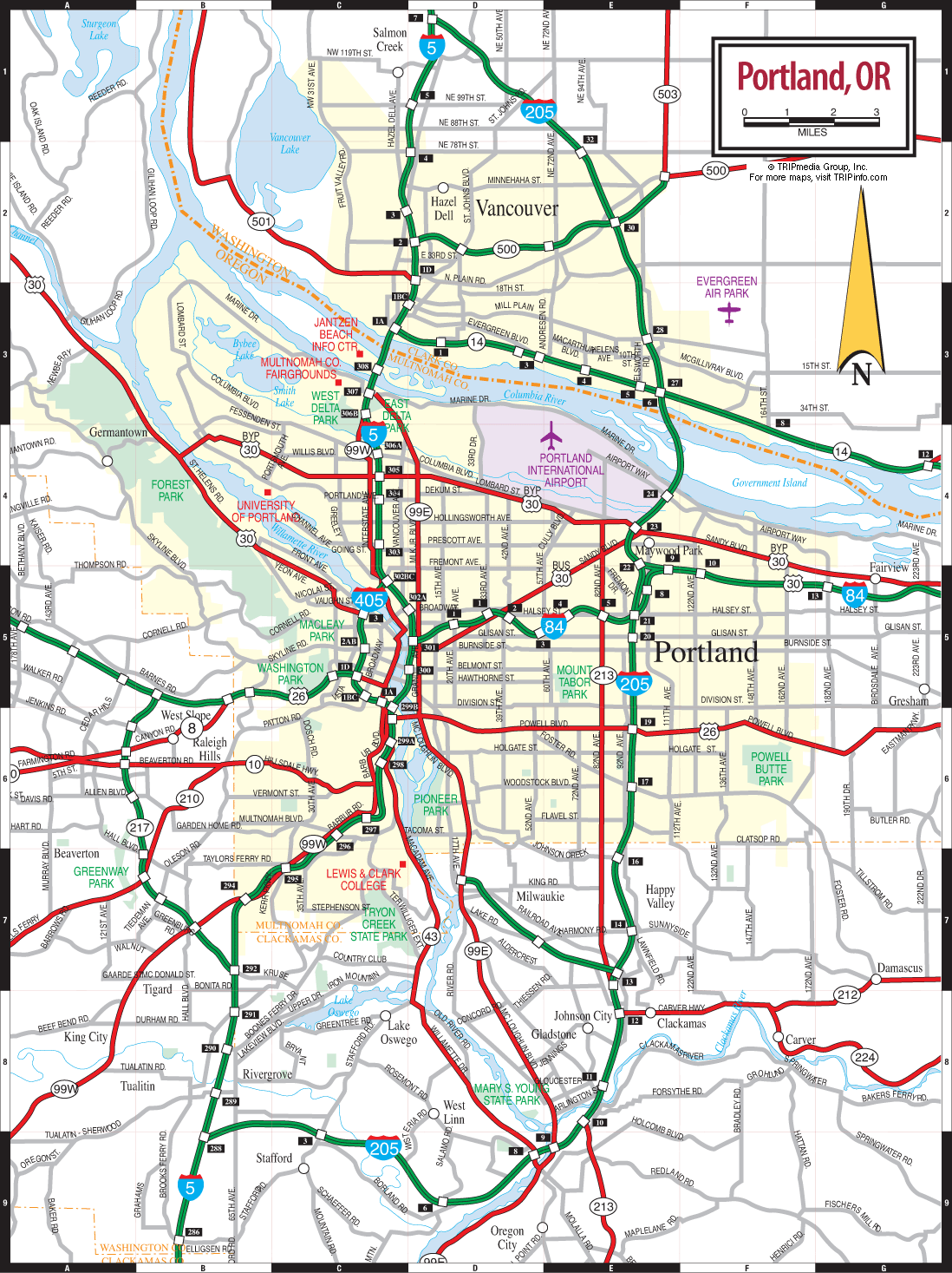 Printable Map Of Portland Oregon