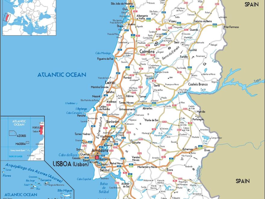 Portugal Cities Map Map Of Portugal Cities Southern Europe Europe