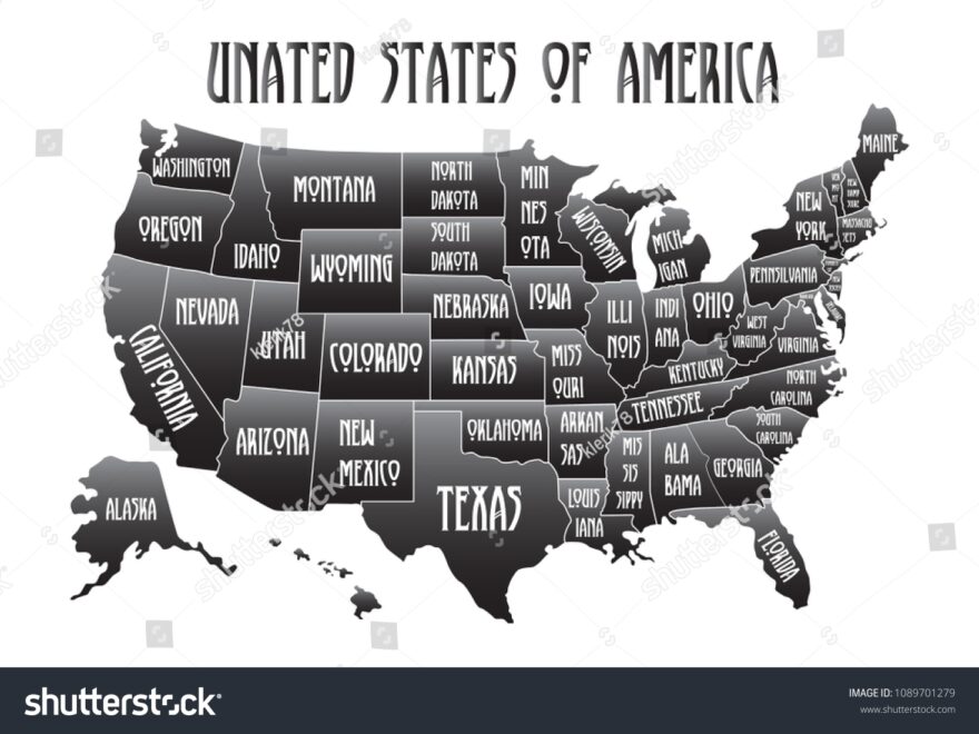 Poster Map United States America State Stock Vector Royalty Free 1089701279 Shutterstock