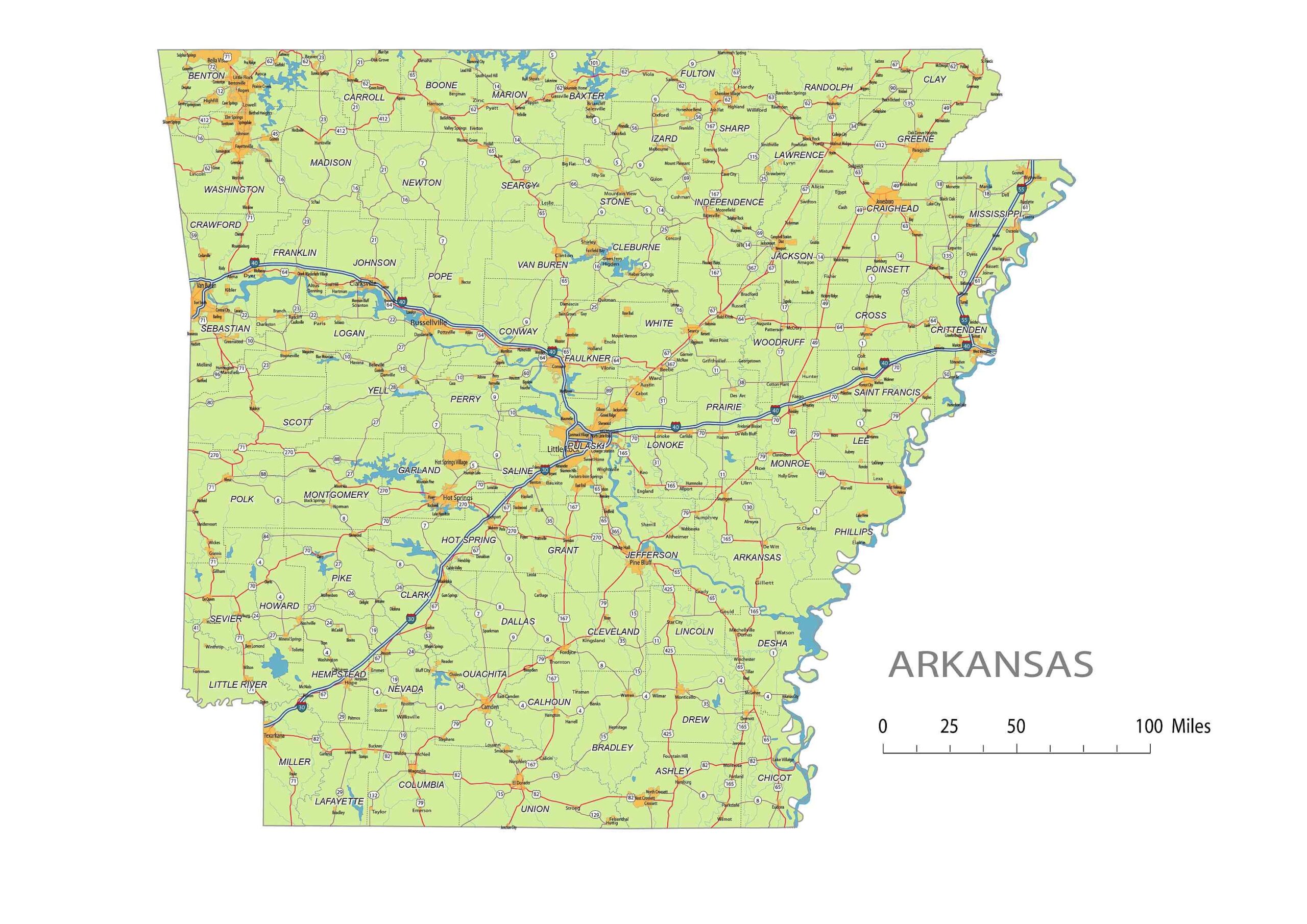 Printable Arkansas Road Map