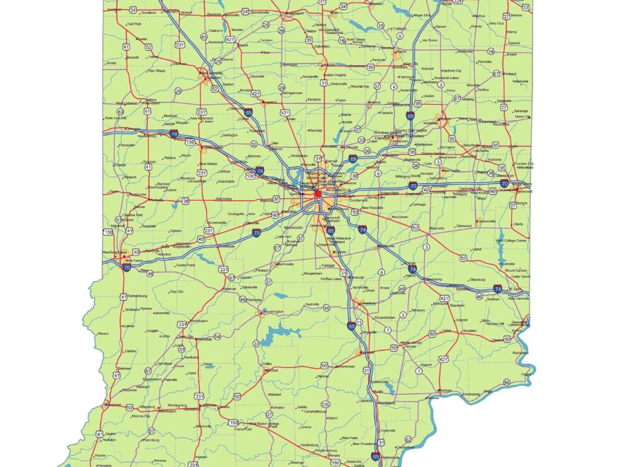 Preview Of Indiana State Vector Road Map