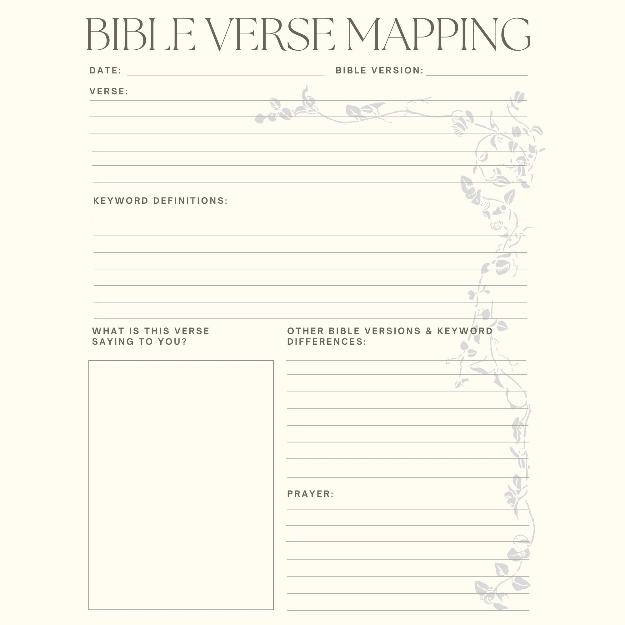 Printable Bible Study Verse Mapping Worksheet Tool Bible Note Taking Page Bible Journaling Page Bible Study Guide Etsy