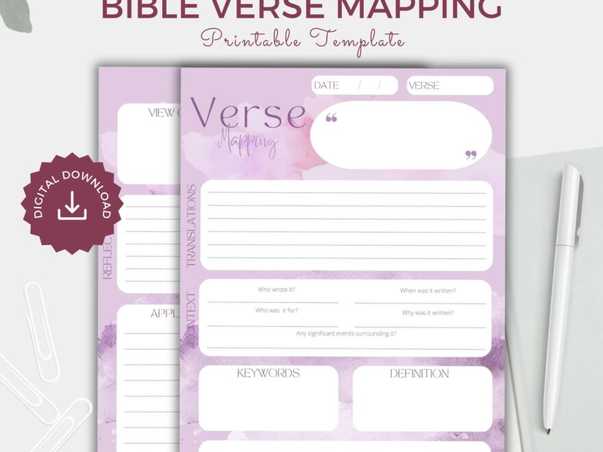 Printable Bible Verse Mapping Template Scripture Mapping Printable Bible Study Tool Goodnote Bible Note Journaling Verse Map Scripture Study Etsy
