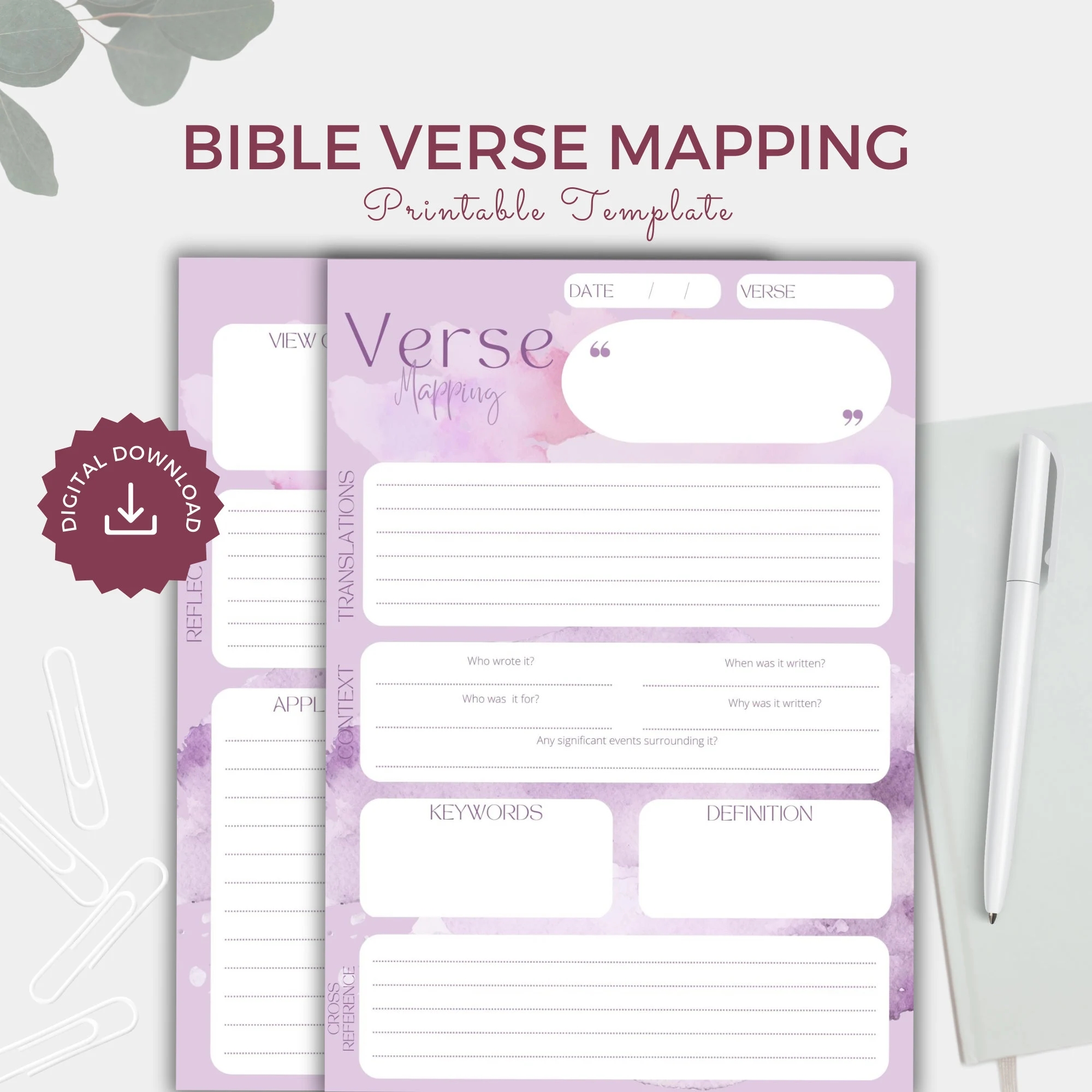 Printable Bible Verse Mapping Template Scripture Mapping Printable Bible Study Tool Goodnote Bible Note Journaling Verse Map Scripture Study Etsy