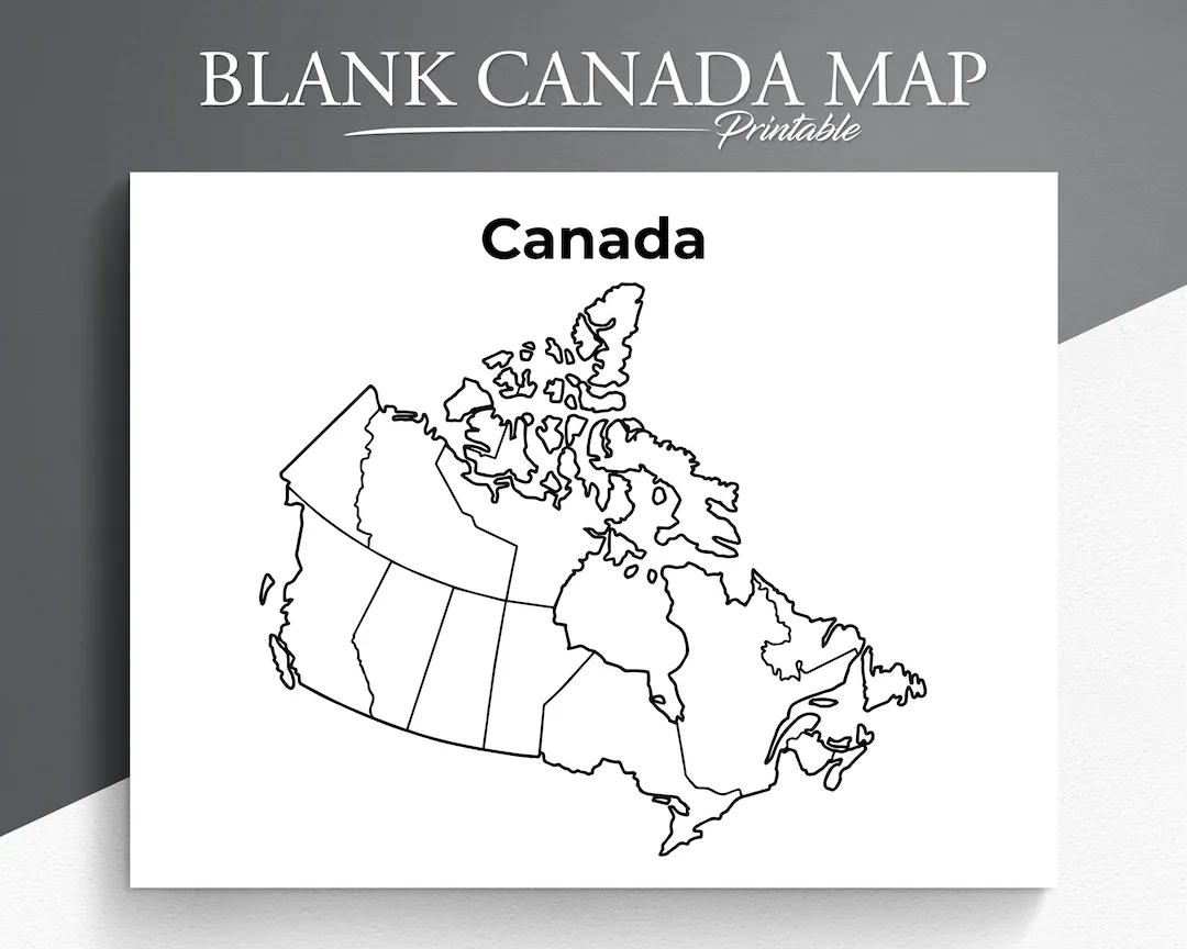 Printable Blank Canada Map Educational Map For Kids Canada Coloring Page Canada Map Coloring Canadian Map Coloring Page Etsy