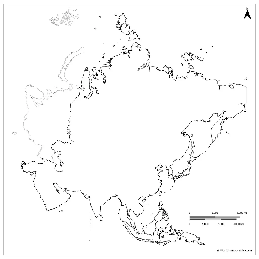 Printable Blank Map Of Asia For Free Download Image PDF 
