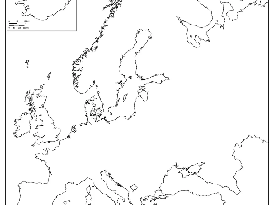 Printable Blank Map Of Europe Outline Countries Capitals